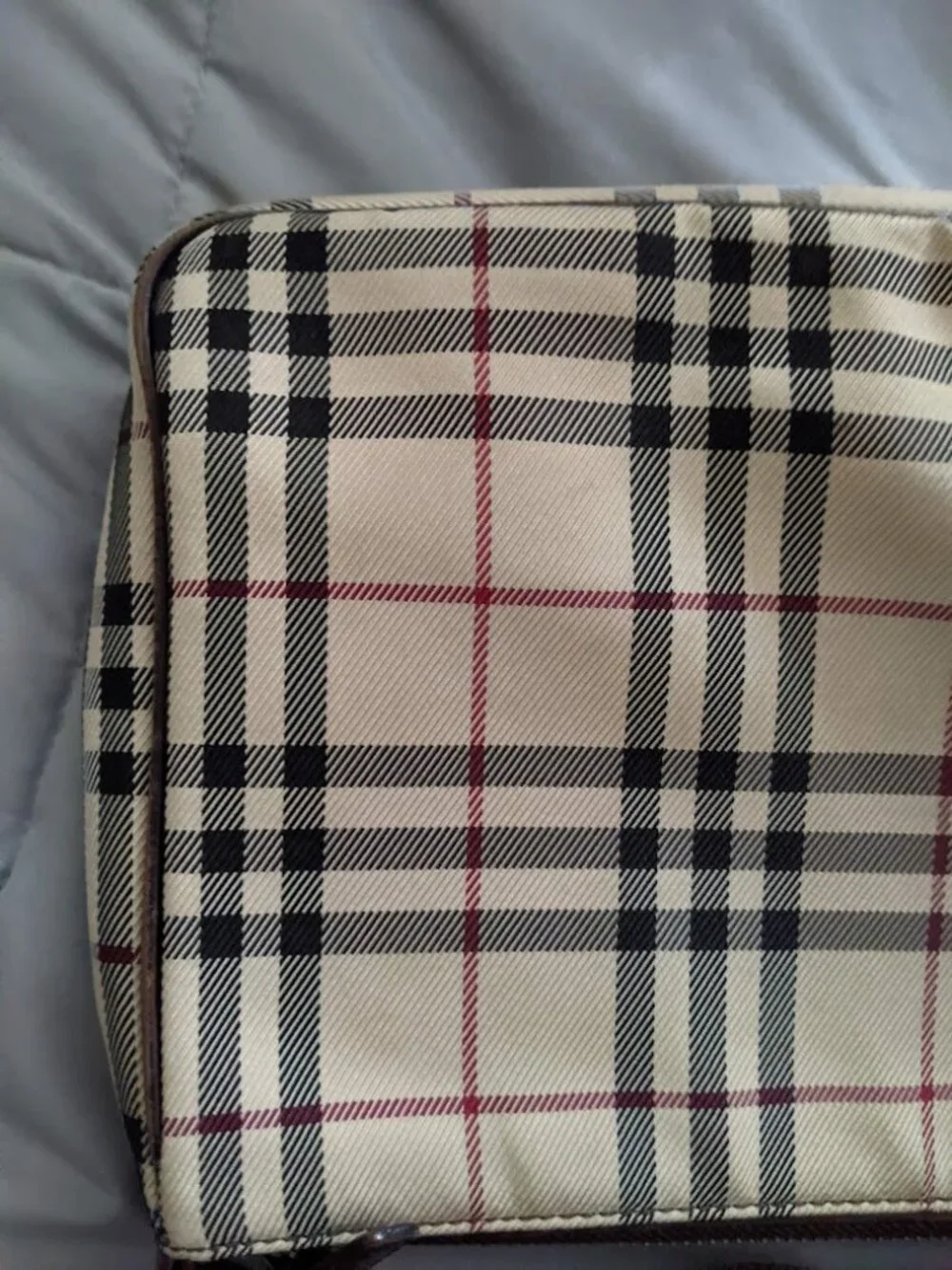 Burberry Vintage Nova Check Canvas Leather Trim Crossbody Shoulder Bag